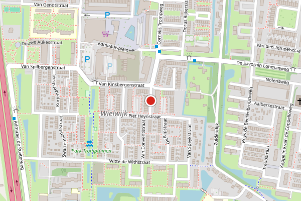 Brandweer-melding op Maarten Harpertsz. Trompweg, Dordrecht op 13 juni, kaart-overzicht