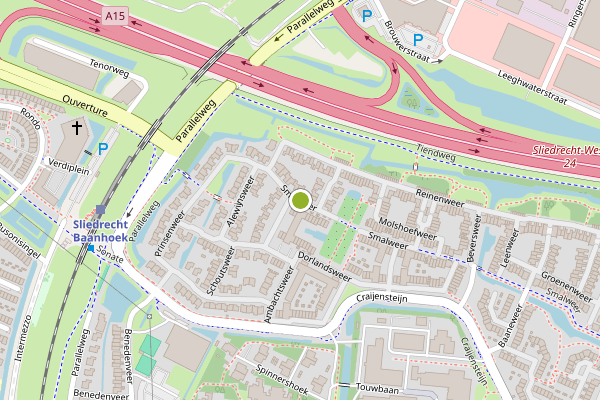 Ambulance-melding op Smalweer, Sliedrecht op 13 juni, kaart-overzicht