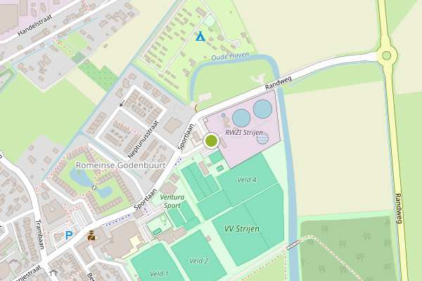 Ambulance-melding op Sportlaan, Strijen op 13 juni, kaart-overzicht