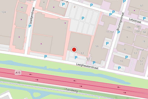 Brandweer-melding op Leeghwaterstraat, Sliedrecht op 13 juni, kaart-overzicht