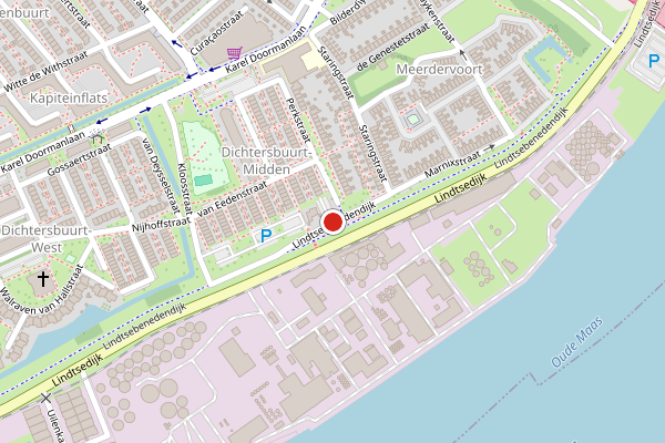Brandweer-melding op Lindtsebenedendijk, Zwijndrecht op 14 juni, kaart-overzicht