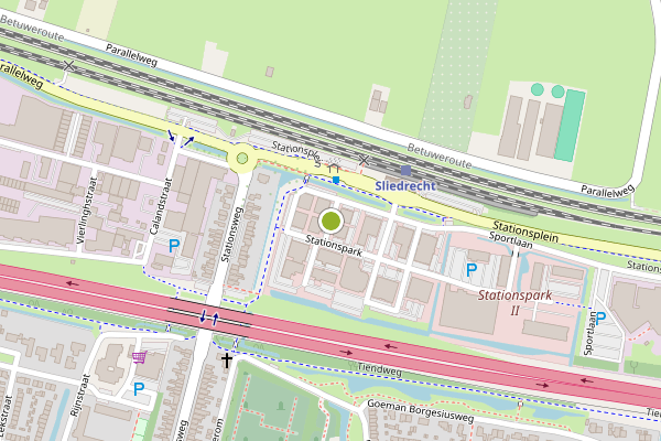 Ambulance-melding op Stationspark, Sliedrecht op 14 juni, kaart-overzicht