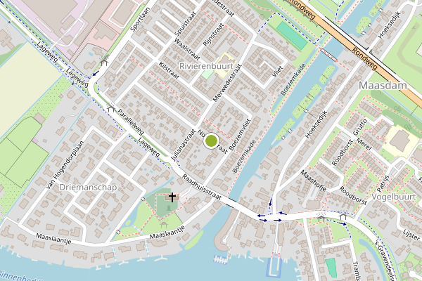 Ambulance-melding op Noordstraat, Maasdam op 15 juni, kaart-overzicht
