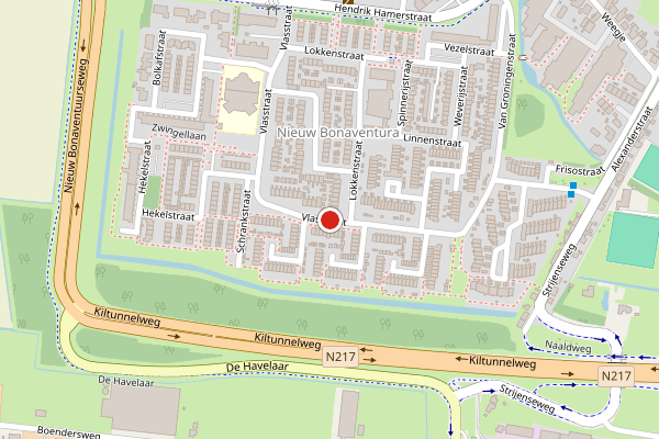 Brandweer-melding op Vlasstraat, 's-Gravendeel op 14 juni, kaart-overzicht