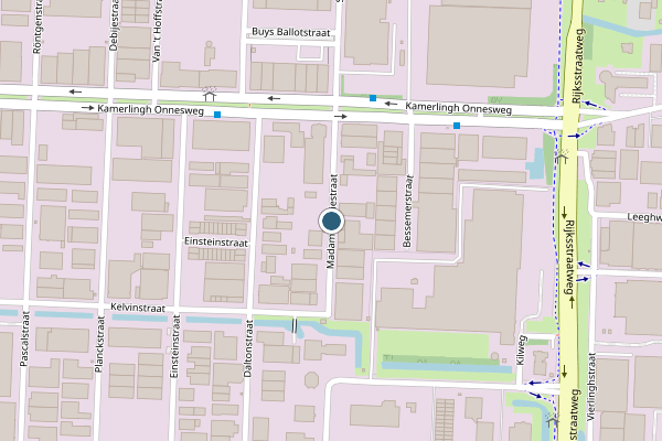 Politie-melding op Madame Curiestraat, Dordrecht op 18 juni, kaart-overzicht