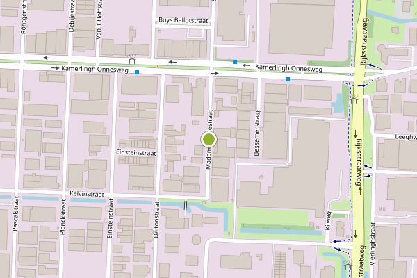 Ambulance-melding op Madame Curiestraat, Dordrecht op 18 juni, kaart-overzicht