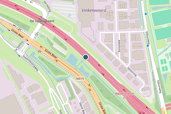 Politie-melding op A15 Li, Alblasserdam op 18 juni, kaart-overzicht
