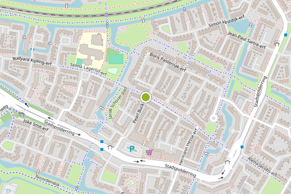 Ambulance-melding op Pearl Buck-erf, Dordrecht op 18 juni, kaart-overzicht