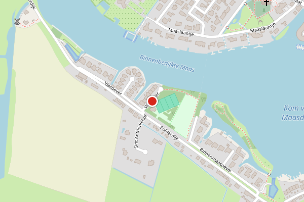 Brandweer-melding op Vlasoever, Maasdam op 19 juni, kaart-overzicht
