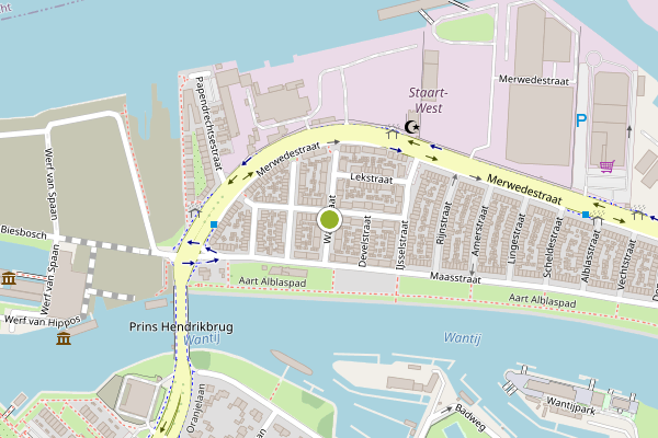 Ambulance-melding op Waalstraat, Dordrecht op 20 juni, kaart-overzicht