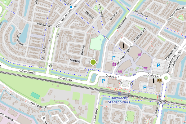 Ambulance-melding op Merbau, Dordrecht op 21 juni, kaart-overzicht