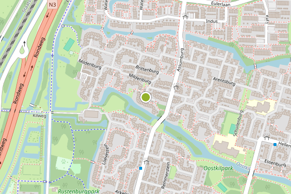 Ambulance-melding op Mildenburg, Dordrecht op 21 juni, kaart-overzicht