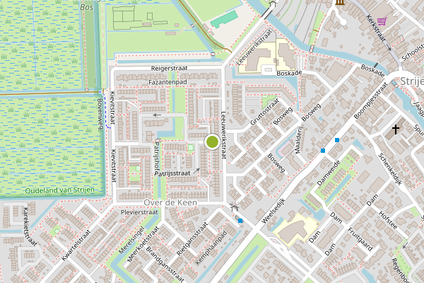 Ambulance-melding op Ooievaarstraat, Strijen op 22 juni, kaart-overzicht