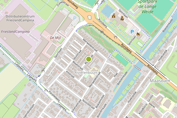 Ambulance-melding op Rijnstraat, Maasdam op 23 juni, kaart-overzicht