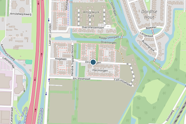 Politie-melding op Driemorgen, Dordrecht op 23 juni, kaart-overzicht