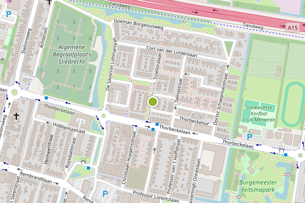 Ambulance-melding op Troelstralaan, Sliedrecht op 24 juni, kaart-overzicht
