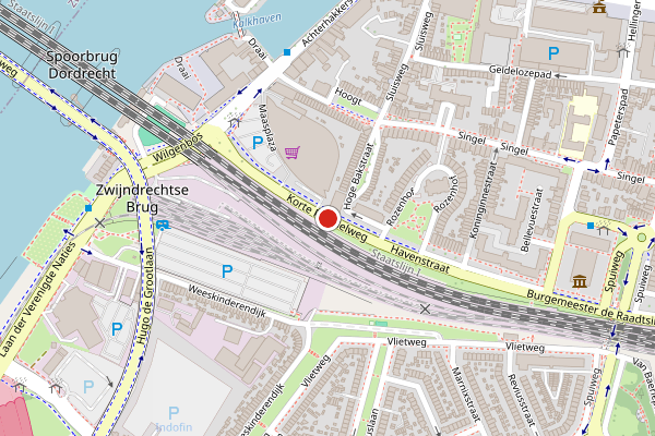 Brandweer-melding op Korte Parallelweg, Dordrecht op 24 juni, kaart-overzicht