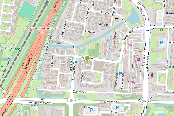 Ambulance-melding op Venuslaan, Dordrecht op 24 juni, kaart-overzicht