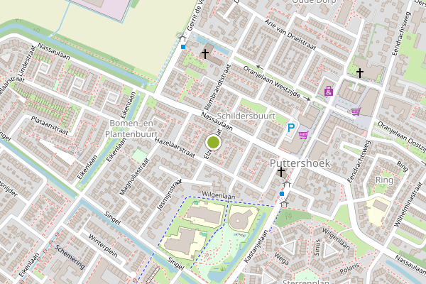 Ambulance-melding op Elzenstraat, Puttershoek op 25 juni, kaart-overzicht