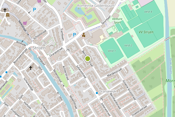 Ambulance-melding op Bernhardstraat, Strijen op 25 juni, kaart-overzicht