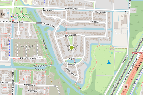 Ambulance-melding op Langedaal, Dordrecht op 25 juni, kaart-overzicht