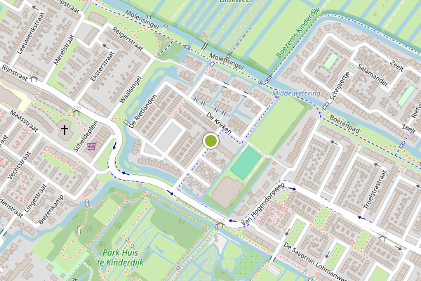 Ambulance-melding op De Boezem, Alblasserdam op 25 juni, kaart-overzicht