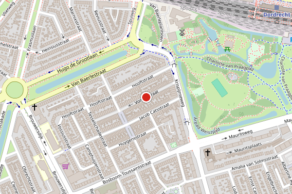 Brandweer-melding op Vondelstraat, Dordrecht op 27 juni, kaart-overzicht