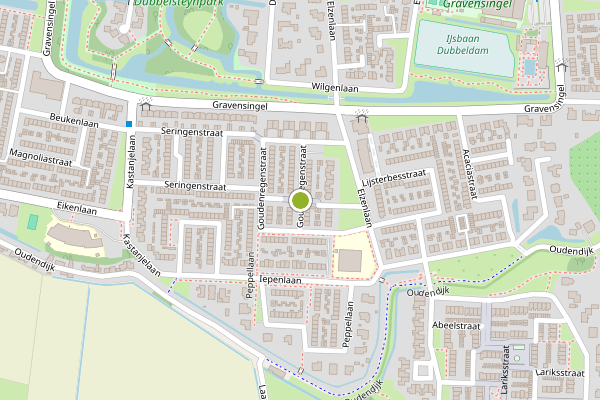 Ambulance-melding op Goudenregenstraat, Dordrecht op 27 juni, kaart-overzicht