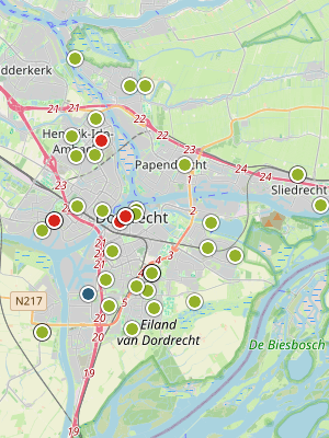Kaart laatste meldingen P2000 Dordrecht